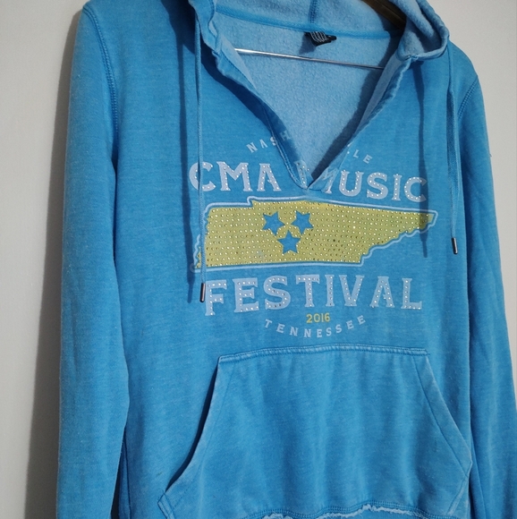 CMA Music Festival Blue Hoodie Rhinestones - Picture 2 of 9